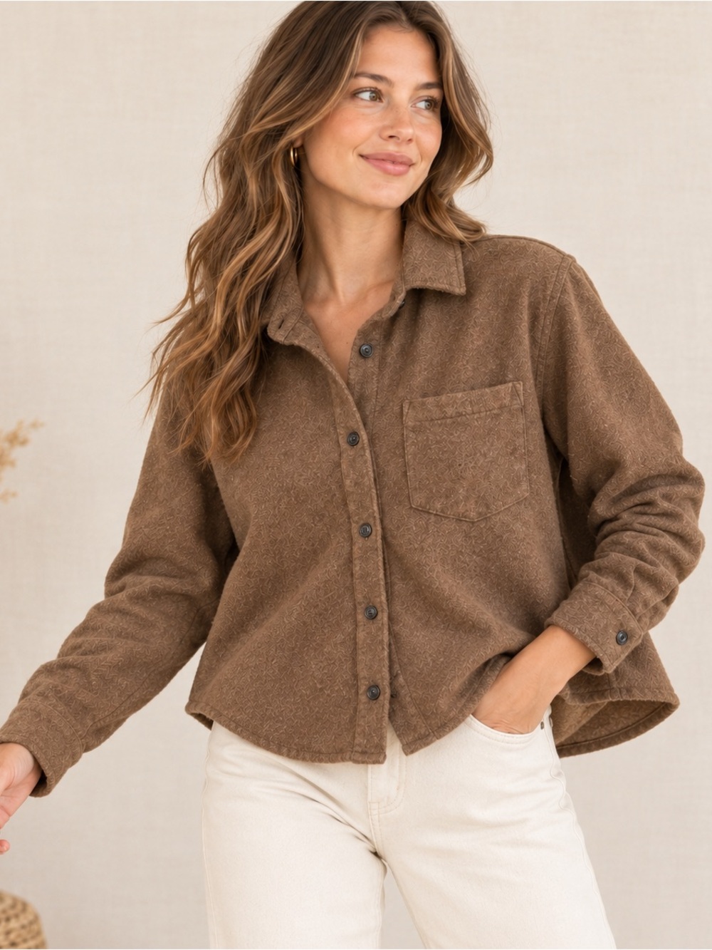 Madewell Brown Cotton Shacket Women’s Small Oversized Button Up Shirt Jacket